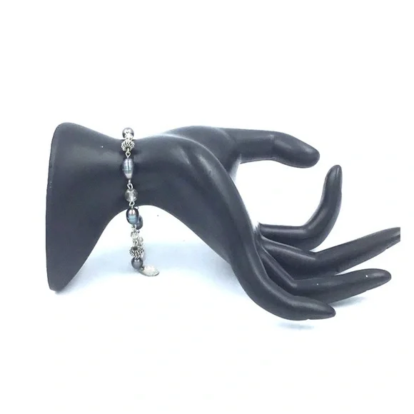 Anne Klein Blue Pearl Silver Tone Bracelet - Picture 2 of 5